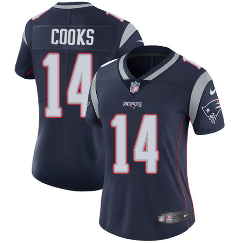 Nike Patriots #14 Brandin Cooks Navy Blue Team Color Women's Stitched NFL Vapor Untouchable Limited Jersey - Click Image to Close